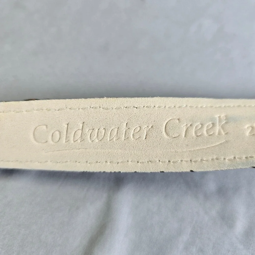 Coldwater Creek Black Leather‎ Braided Belt Silver Floral Buckle Plus Size 2X